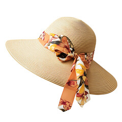 Contemporary Wide Brim Sun Hat with a Sculpted Form Isolated on Transparent Background