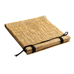Bamboo Notebook with Black Cover Isolated on Transparent Background