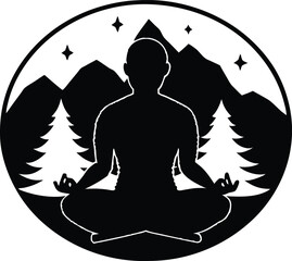 solo traveler meditating silhouette