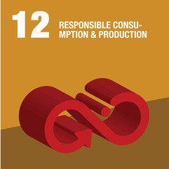 Responsible Consumption and Production 3D icon. An infinity loop illustrates a complete balance. Sustainable Development global goals concept for Non-Profit organizations. High quality 3D render.