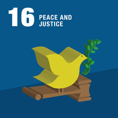 Climate Action 3d icon. A bird sitting on a law hammer having green plants in her beak. Sustainable Development global goals concept for Non-Profit organizations a Education program. 3D Render EPS.