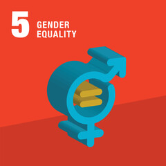 Gender Equality 3D Vector Icon. A male and female sign together equally. Corporate social responsibility. Sustainable Development concept to achieve the global goals.