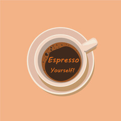Espresso Yourself – Coffee Quote in Minimalist Flat Style