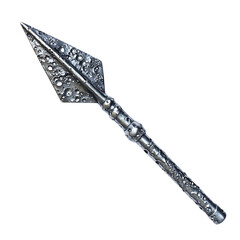 A Satin Silver Arrow with Asteroid Textures Isolated on Transparent Background