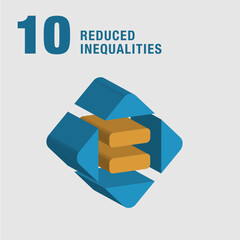 Reduced Inequality vector 3D icon. Equal sign in between a direction sing. Sustainable Development concept for Non-Profit organization to achieve the global goals. 3d rendering icon or symbol.