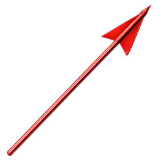 Modern Arrow with Sharply Defined Edges in Bold Red Isolated on Transparent Background