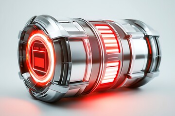 3D Icon of a Basketball with Metallic Texture and Red Accents on a Neutral Background