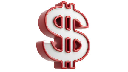 Bright red dollar sign symbolizing wealth and financial success.