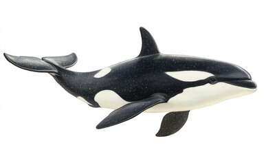 Fototapeta premium Playful orca swimming gracefully, watercolor style. AI generated illustration.