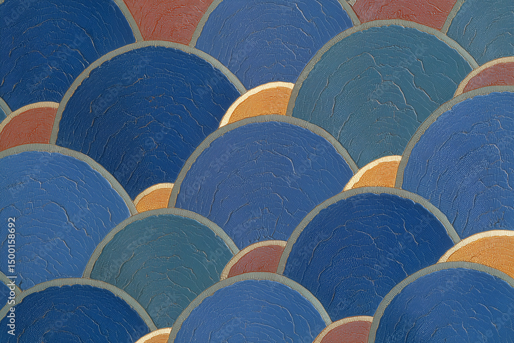 Poster abstract pattern of overlapping blue and orange circles. the design is vibrant and modern, creating 