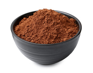 Superfood. Cacao powder in bowl isolated on white