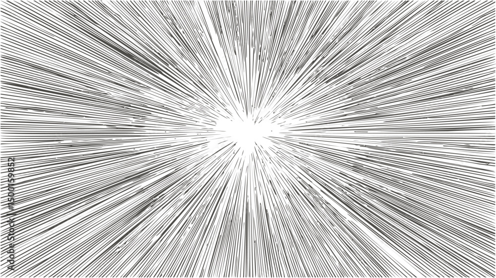 Poster dynamic radiating lines creating a dramatic burst effect in black and white. vector illustration