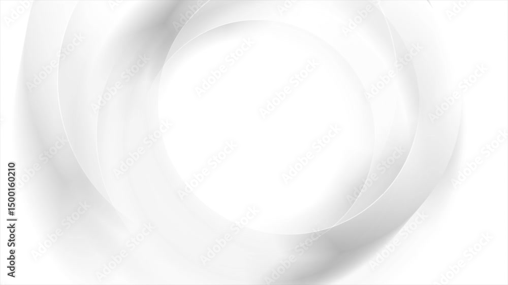 Poster light grey and white smooth glossy circles abstract geometric background. seamless looping soft ring