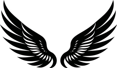 Obraz premium Black stylized angel wings for abstract designs. Vector illustration