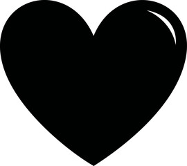 Black heart silhouette with a glossy shine icon. Vector illustration
