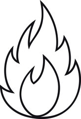 Line art illustration of a simple flame outline. Vector illustration
