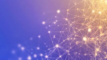 Abstract Purple Gold Network Connection Lines Dots Background