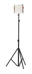 Professional lighting equipment with tripod isolated on white