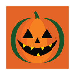 Spooky halloween jack o lantern on an orange background ready for holiday celebrations