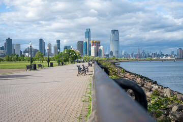 Liberty State Park with Statue of Liberty, Ellis Island, and Green Ring in Jersey City, New Jersey © contentzilla