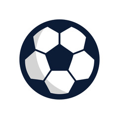 Obraz premium Illustrative soccer ball emblem design with white pentagons and hexagons within a dark circle