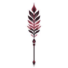 Abstract Arrow with Layered Motifs in Deep Maroon C Isolated on Transparent Background