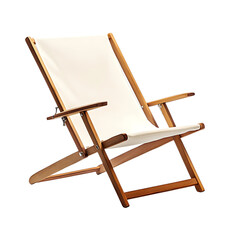 Elegant Minimalist Reclining Wooden Beach Chair Isolated on Transparent Background