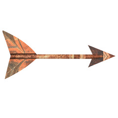 Abstract Arrow with Overlapping Patterns in a Warm Isolated on Transparent Background