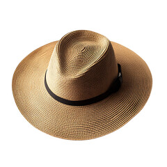 Contemporary Wide Brim Sun Hat with a Minimalist Ac Isolated on Transparent Background