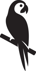 Fototapeta premium Parrot silhouette on branch, simple black bird vector