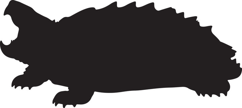 Alligator Snapping Turtle vector silhouette on white background