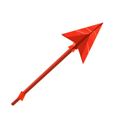 Modern Arrow with Sharply Cut Edges in Bold Vermili Isolated on Transparent Background