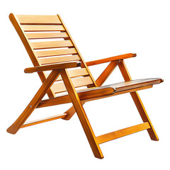 Minimalist Wooden Beach Chair with a Modern Fold Aw Isolated on Transparent Background