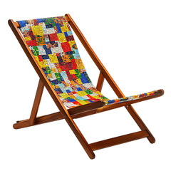 Contemporary Reclining Wooden Beach Chair with a Bo Isolated on Transparent Background
