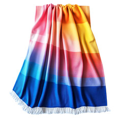 Retro Beach Towel with Giant Funky Gradients and Fa Isolated on Transparent Background