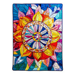 Luxurious Beach Towel with Large Intricate Mosaic Isolated on Transparent Background