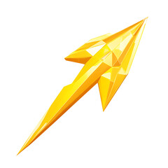 Futuristic Arrow with Sharp Faceted Design in Electric Yellow Isolated on Transparent Background