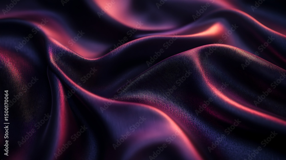 Poster abstract image of red silk fabric with smooth, flowing waves and soft lighting
