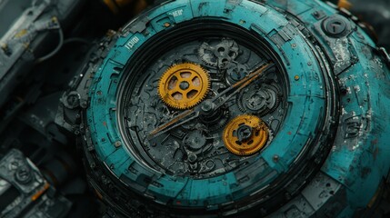 Fototapeta premium Steampunk clockwork mechanism, textured metal