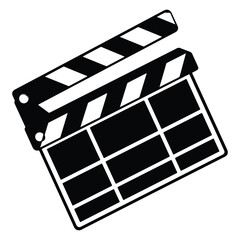 Fototapeta premium Movie clapper board silhouette Vector illustration. Board clap for video clip scene start, icon vector illustration