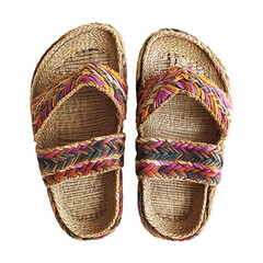 Boho Chic Espadrille Sandals with Hand Woven Pattern Isolated on Transparent Background