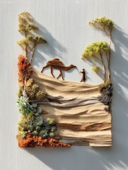 Desert Camel Caravan Miniature Landscape Art