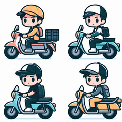 vector sheet young man riding a motorbike cool funny