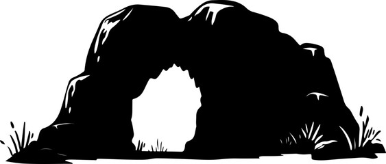 cave entrance silhouette illustration