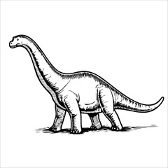 Obraz premium A detailed sketch of a long-necked dinosaur, resembling a Brachiosaurus. 