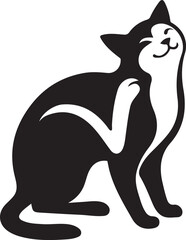 Cat scratching itself silhouette, playful pet illustration