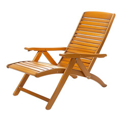 Contemporary Reclining Wooden Beach Chair Isolated on Transparent Background