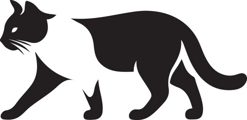 Black cat walking graphic, minimal pet silhouette