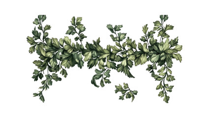 Obraz premium Elegant Green Foliage Border - Watercolor Style Botanical Illustration