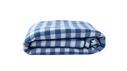 Folded Blue and White Gingham Fleece Blanket